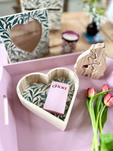 William Morris Heart Shaped Wooden Tray, Valentines Heart shaped gift, Wedding Anniversary Wood Mantle Heart Shape Decor,