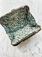 Strawberry Thief Clutch Bag, William Morris duck egg