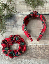 Royal Stewart Tartan Scrunchie, medium size scrunchie in red check tartan