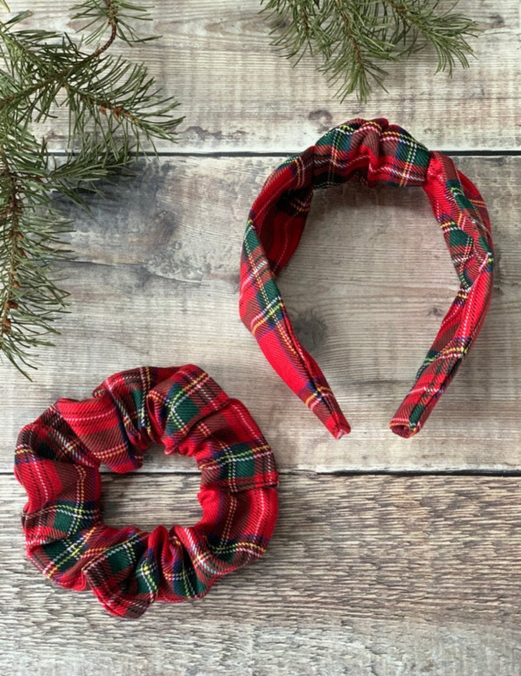 Royal Stewart Tartan Scrunchie, medium size scrunchie in red check tartan