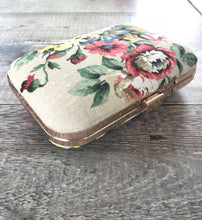 Rose Print Bark Cloth Clutch Bag