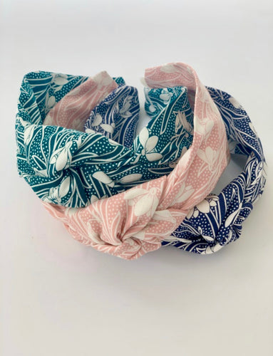 Snow Drop printed cotton knotted Headband