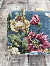 Rose Print Bark Cloth Clutch Bag