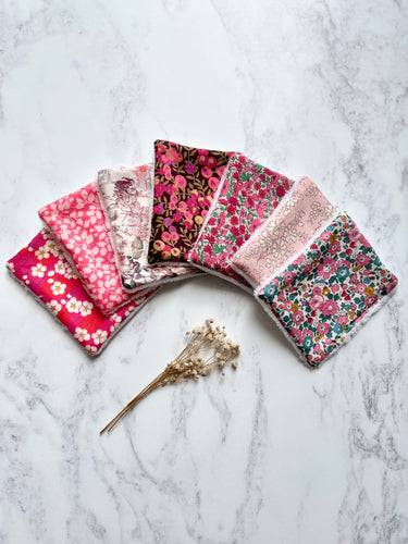 Liberty print Re Usable wipes 7  Face Wipes- Pink collection