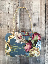 Rose Print Bark Cloth Clutch Bag