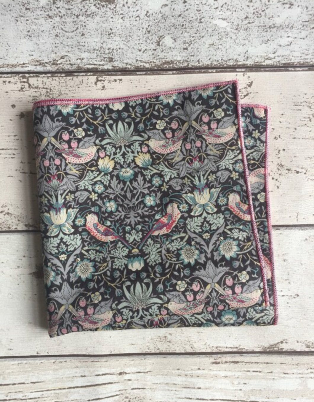 Liberty Cotton Pocket Square Strawberry Thief