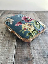 Rose Print Bark Cloth Clutch Bag