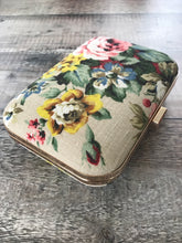 Rose Print Bark Cloth Clutch Bag