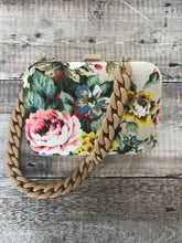Rose Print Bark Cloth Clutch Bag