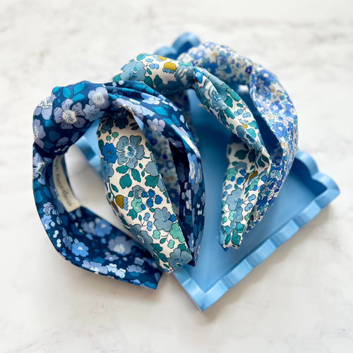 Liberty Betsy Knotted Headband in Blue Florals