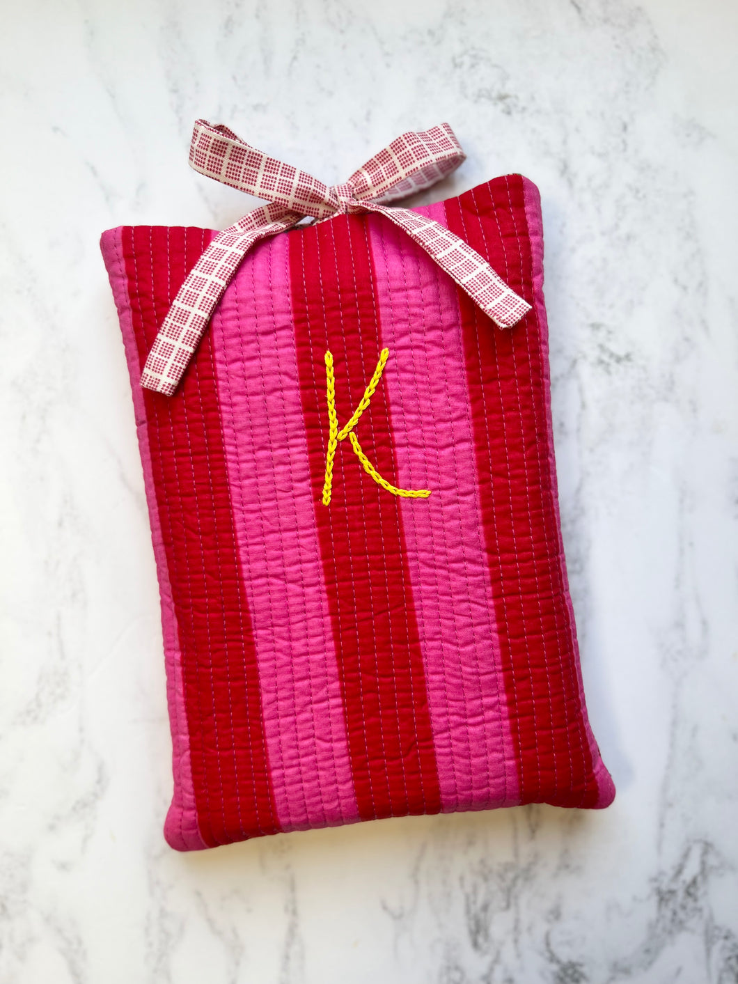 Fabric quilted, personalised Book Sleeve