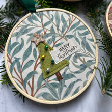 Christmas William Morris Embroidery Hoop Decoration, Embroidery hoop Christmas decor,Christmas Tree Collage Hanging Art, William Morris gift