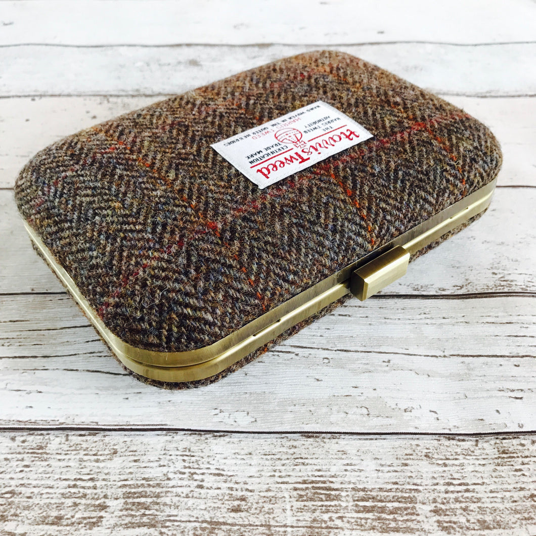 Brown Tweed Clutch Bag