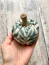 Small Fabric Pumpkin in Willaim Morris Willow Bough Green and Ivory 