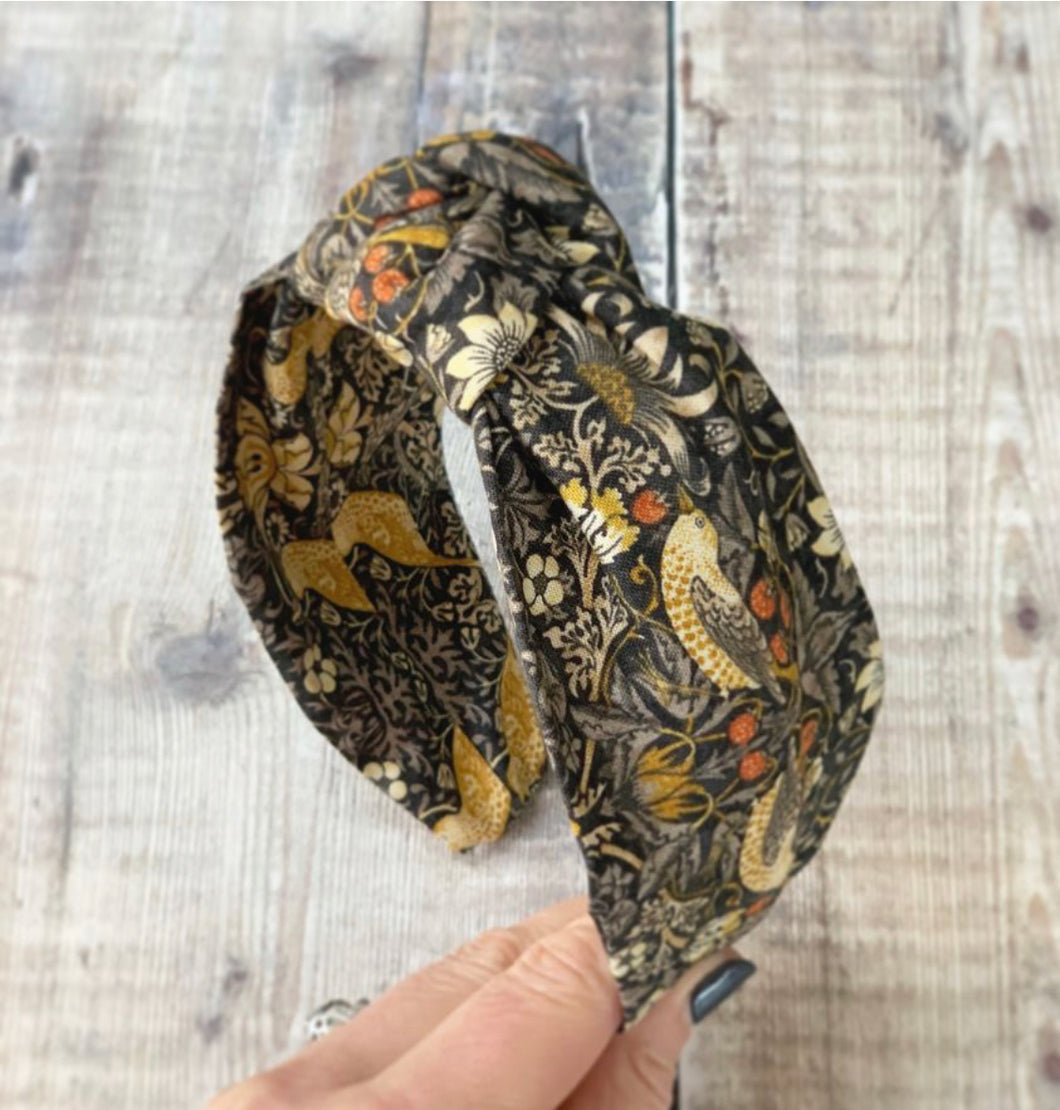William Morris Strawberry Thief Top Knot Hairband