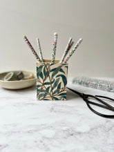 William Morris fabric covered wooden Pen Pot, desk tidy, dressing room organisation, william morris home decor. Wooden vase.