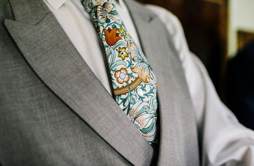 William Morris Golden Lily Neck Tie, Wedding Tie