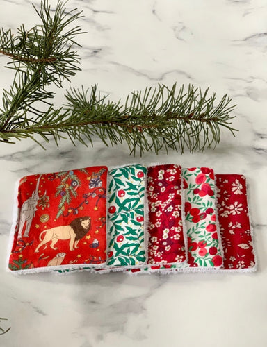 Christmas Liberty print Re Usable Face Wipes